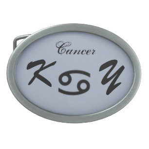 Cancer Zodiac Symbol Standard by Kenneth Yoncich Oval Belt Buckle