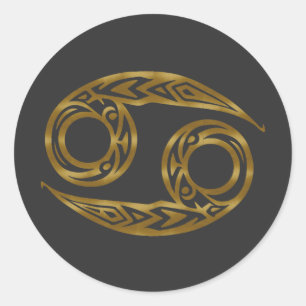 Cancer Zodiac - Tribal Gold Classic Round Sticker