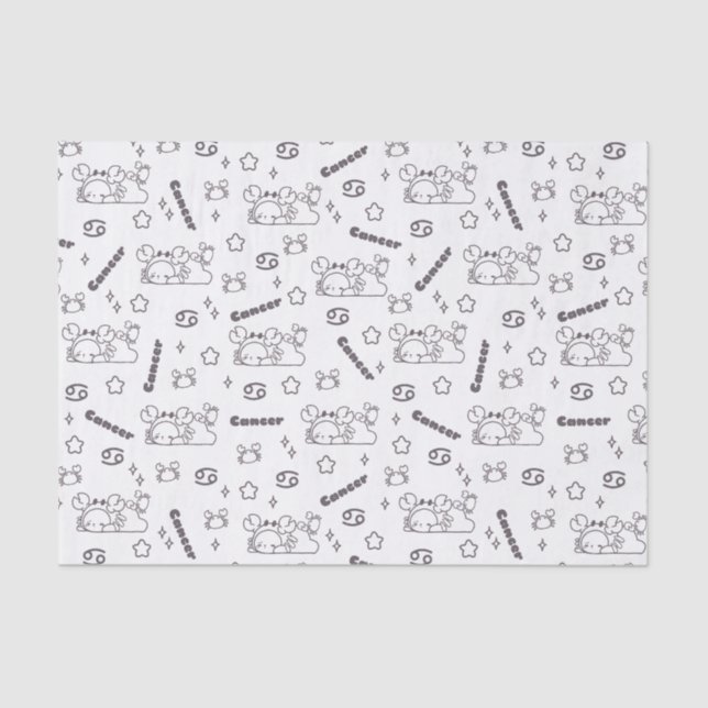 Cancer Zodiac Whispers - Monochrome Magic Pattern Tissue Paper (Front)