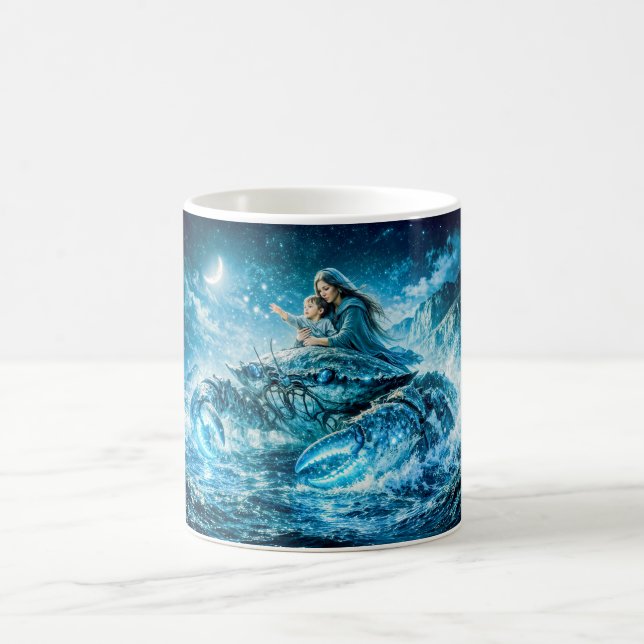Cancer Zodiac with Mother and Child Reaching for t Coffee Mug (Center)