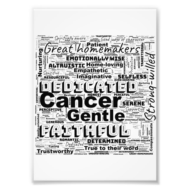 Cancer Zodiac Word Cloud Inspiration Invitation Photo Print (Front)