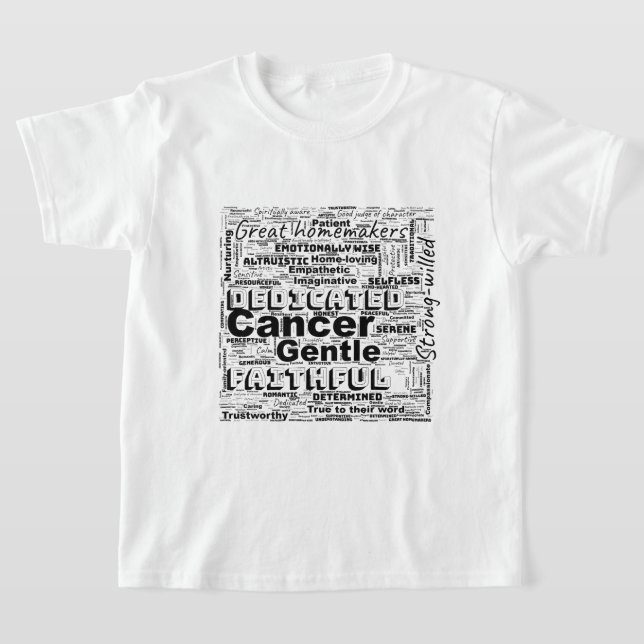 Cancer Zodiac Word Cloud Inspiration T-Shirt (Laydown)