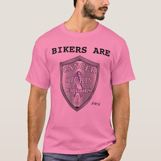 cancerkickinwarriors-logo-LARGE, IWD, BIKERS ARE T-Shirt (Front)