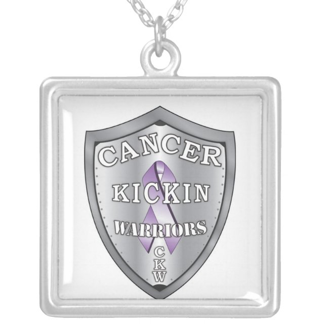cancerkickinwarriors-logo-SMALL Silver Plated Necklace (Front)