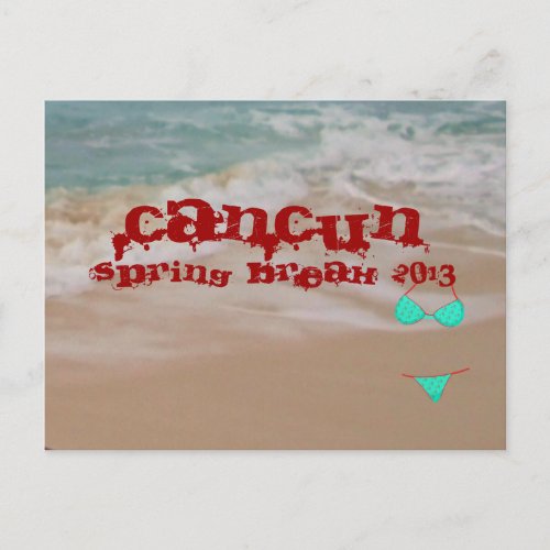 Cancun 2013 Spring Break Beach Waves Postcard