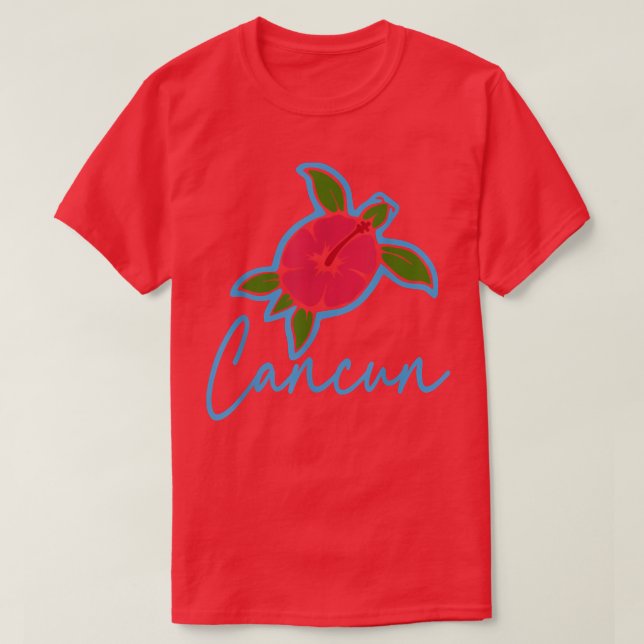 Cancun 2022 Sea Turtle Tropical Flowers Vacation G T-Shirt (Design Front)