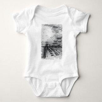 Cancun Beach cloudy black and white Baby Bodysuit
