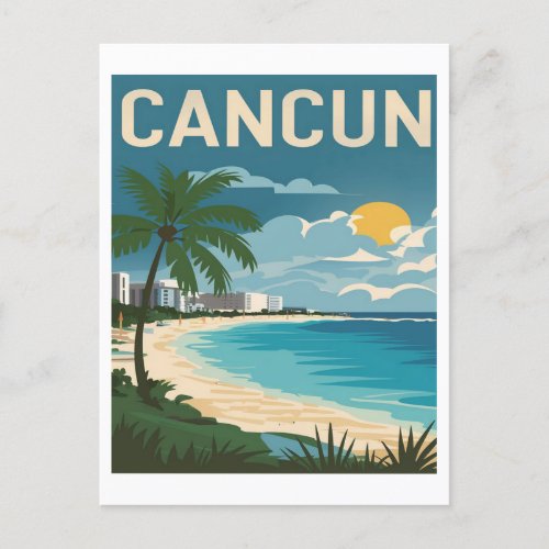 Cancun Beach Mexico Vintage Travel Postcard