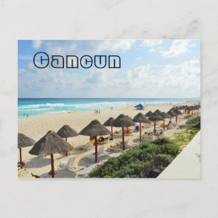 Cancun Beach Oceanfront Waves Tourist Postcard