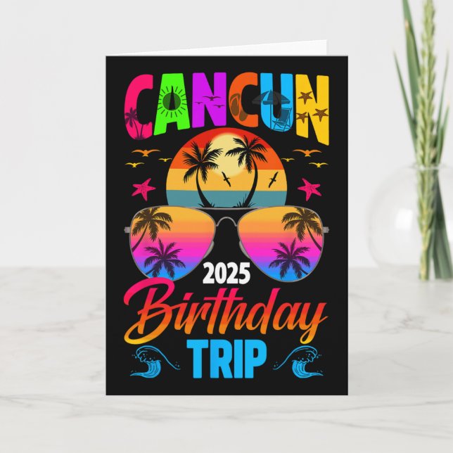 Cancun Birthday Trip 2025 Sungles Summer Beach Vac Card (Front)