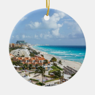 Cancun city on beachside ceramic ornament