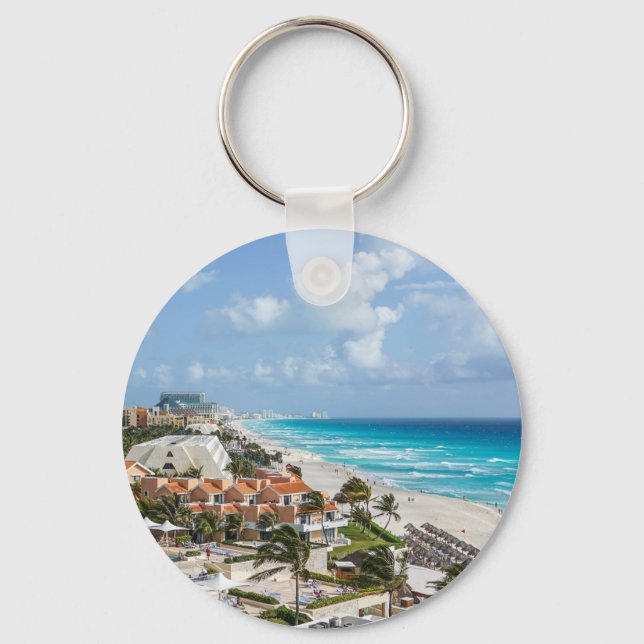 Cancun city on beachside keychain (Front)