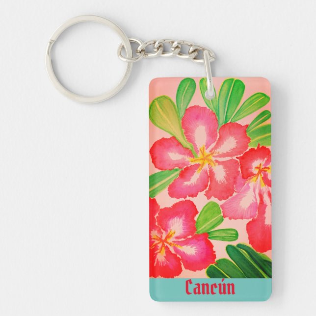 Cancún Desert Rose Souvenir Keychain (Front)