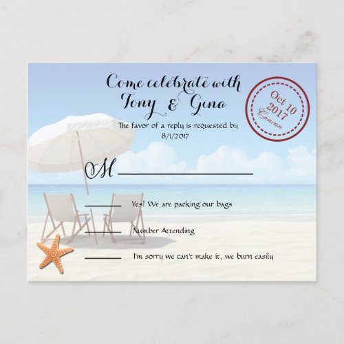 Cancun Destination Wedding RSVP Postcard