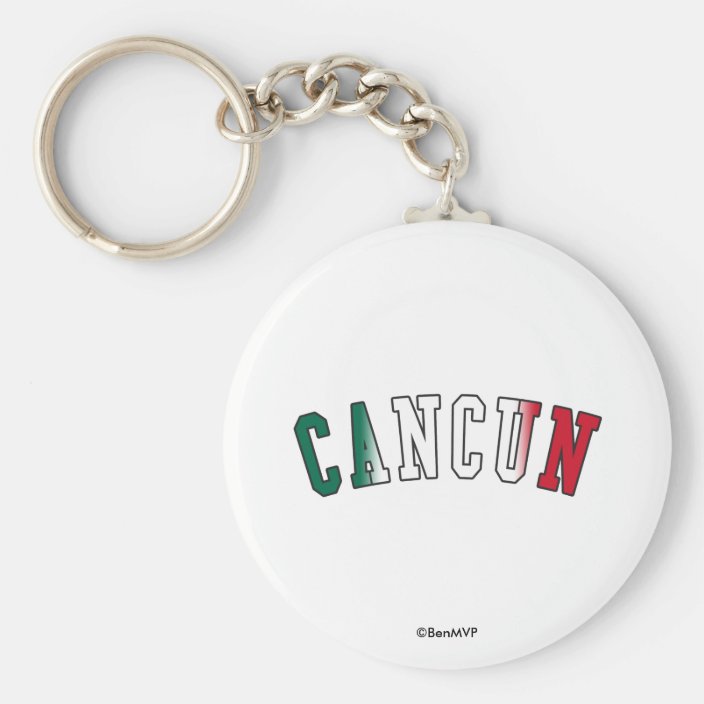 Cancun in Mexico National Flag Colors Keychain