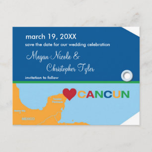Cancun Luggage Tag Save the Date Announcement