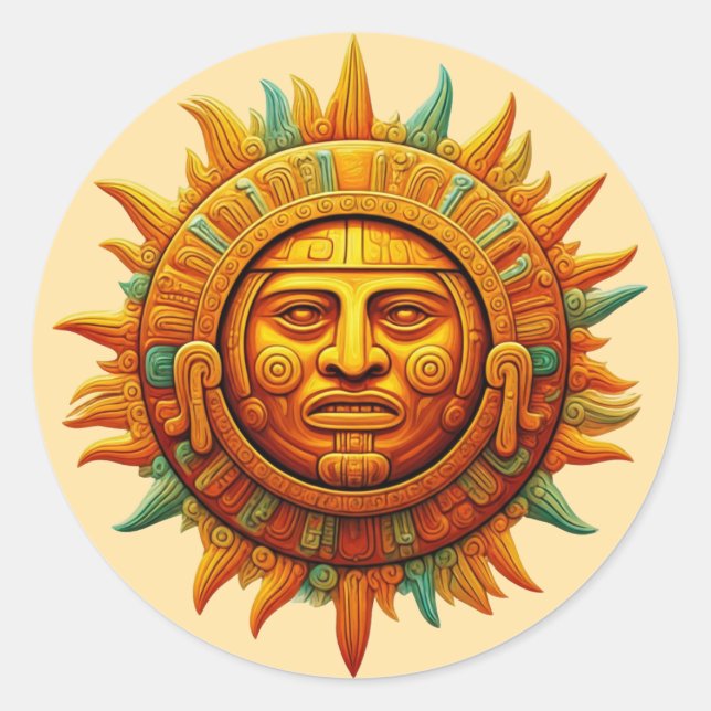 Cancun Mayan Mask Mexico Travel Classic Round Sticker (Front)