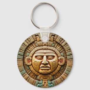 Cancun Mayan Sun God Mexico Travel Keychain