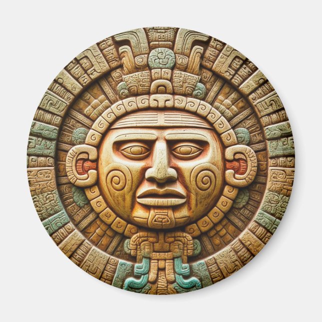 Cancun Mayan Sun God Mexico Travel Magnet (Front)