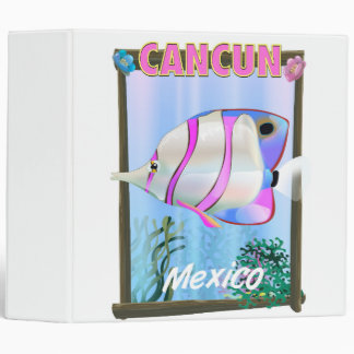 Cancun Mexican tropical travel poster 3 Ring Binder