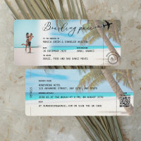 CANCUN Mexico Beach Boarding Pass QR Photo Wedding