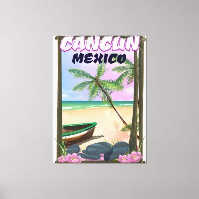 Cancun Mexico beach poster. Canvas Print (Front)
