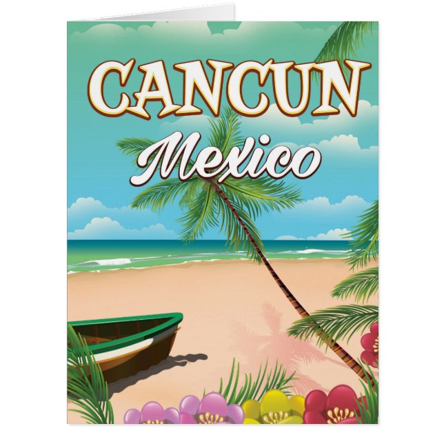 Cancun Mexico beach poster Cards (Front)