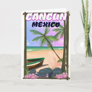 Cancun Mexico beach poster. Holiday Card
