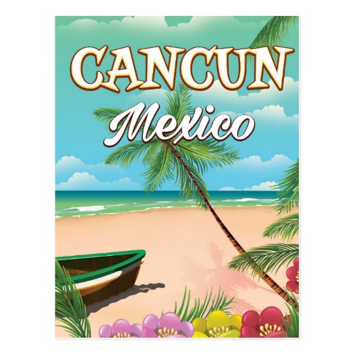 Cancun Mexico beach poster Postcard | Zazzle