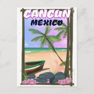 Cancun Mexico beach poster. Postcard