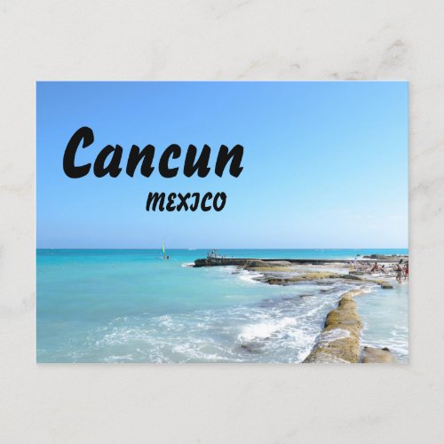 Cancun Mexico Beach Resort Clear Ocean Water Postcard