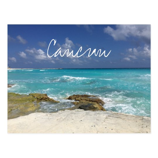 Cancun Mexico Beach Rocky Ocean Waves Postcard | Zazzle.com