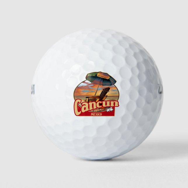 Cancun Mexico Beach Scene Design Golf Balls (Front)