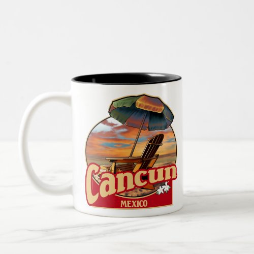 Cancun Mexico Beach Scene Design Two_Tone Coffee Mug