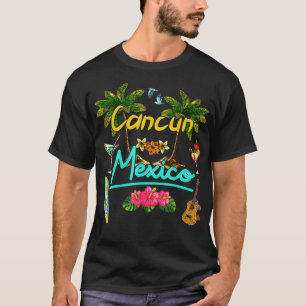 Cancun Mexico Beach Summer Palm Surf Sun Set Palm  T-Shirt