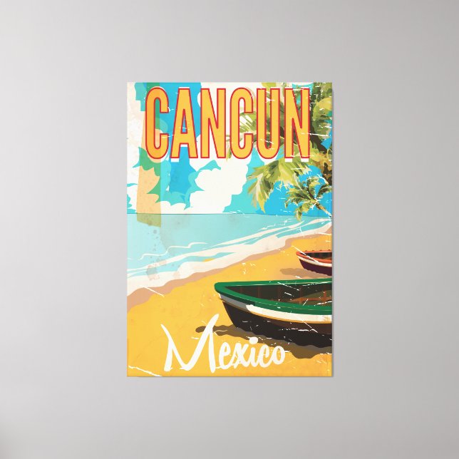 Cancun Mexico Beach Vintage travel poster print (Front)