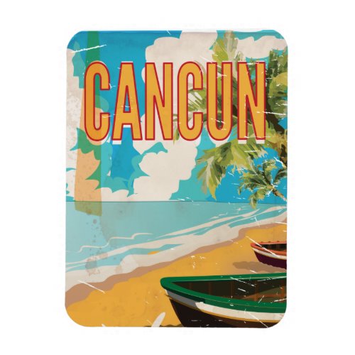 Cancun Mexico Beach Vintage travel poster print Magnet