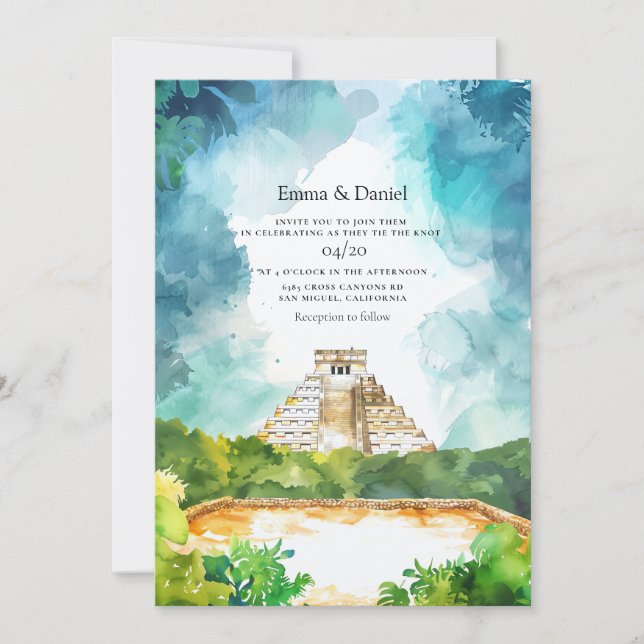 Cancun Mexico Beach Wedding Invitation (Front)