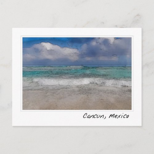 Cancun Mexico Caribbean Ocean  Beach Postcard