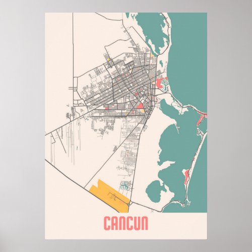 Cancun _ Mexico Chalk City Map Poster