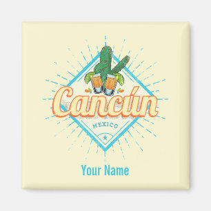 Cancun Mexico Dancing Cactus Vintage Tequila Magnet