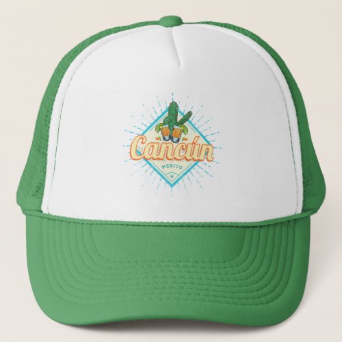 Cancun Mexico Dancing Cactus Vintage Tequila Trucker Hat