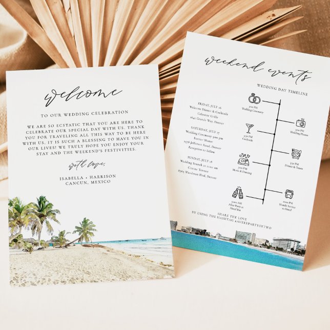 CANCUN Mexico Destination Welcome Letter Timeline Menu (Creator Uploaded)