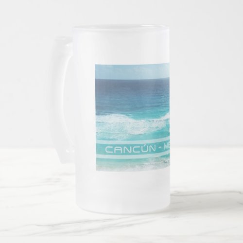 Cancun _ Mexico Frosted Glass Beer Mug