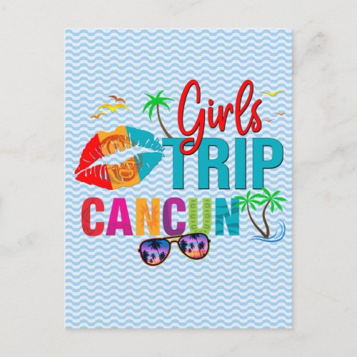 Cancun Mexico Girls Trip Colorful Postcard