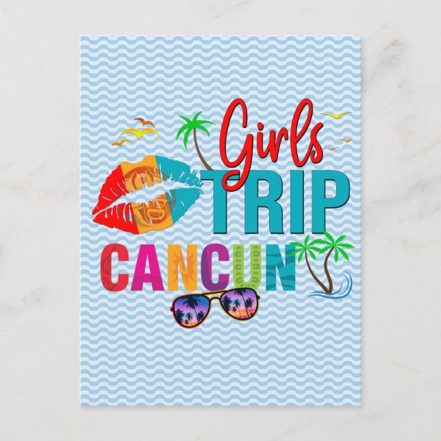 Cancun Mexico Girls Trip Colorful Postcard (Front)