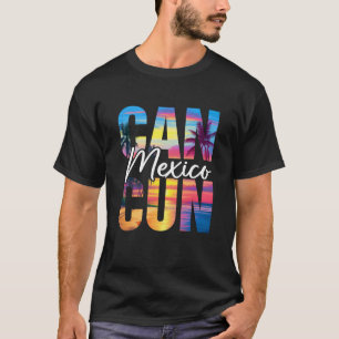 Cancun Mexico Palm Tree Sunset Beach Summer Vacati T-Shirt