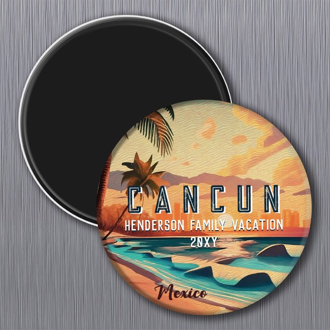 Cancún Mexico Palm Tree Sunset Travel Souvenir Magnet (Creator Uploaded)