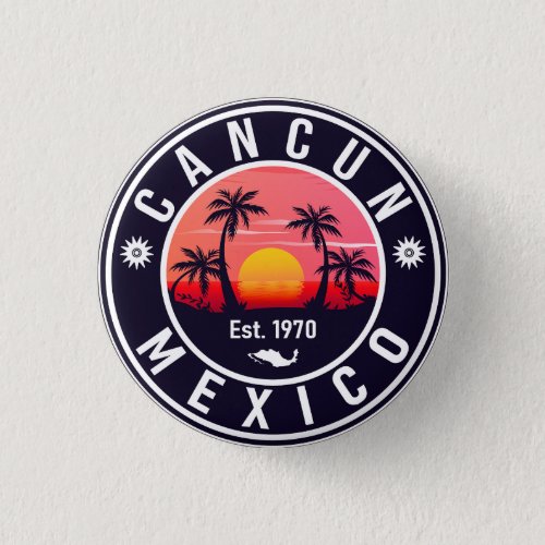 Cancun Mexico Palm Tree Vintage Travel Souvenir Button