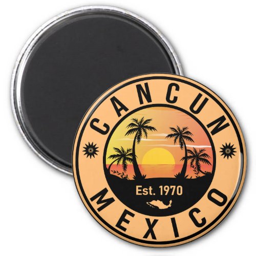 Cancun Mexico Palm Tree Vintage Travel Souvenir Magnet